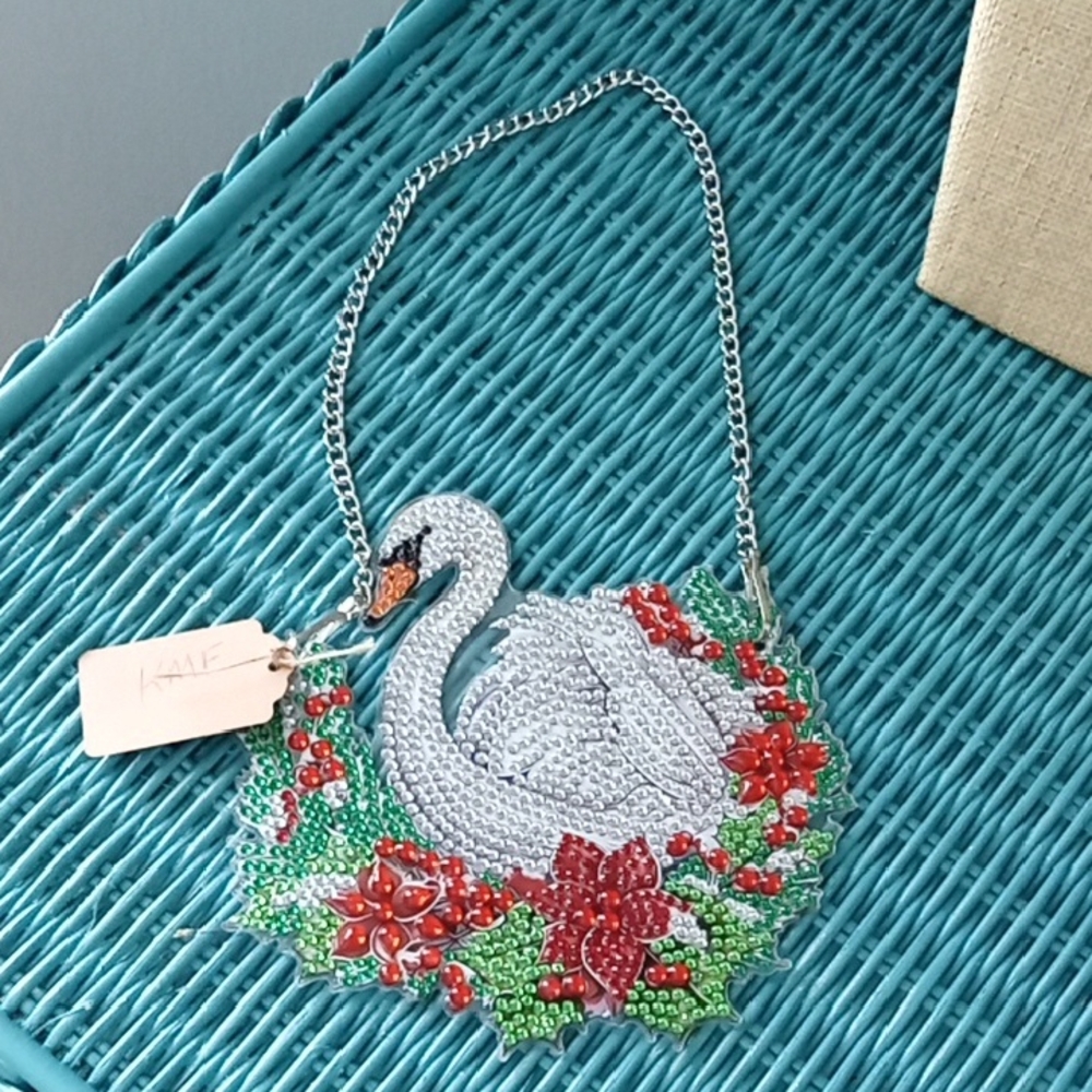 Handmade Swan Beaded Diamond Art Wall Art